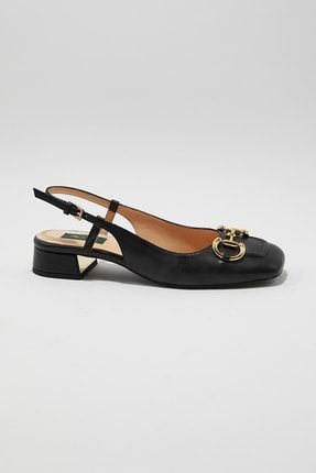El Yapımı Siyah Tokalı Gerçek Deri Kadın Sandalet A4173