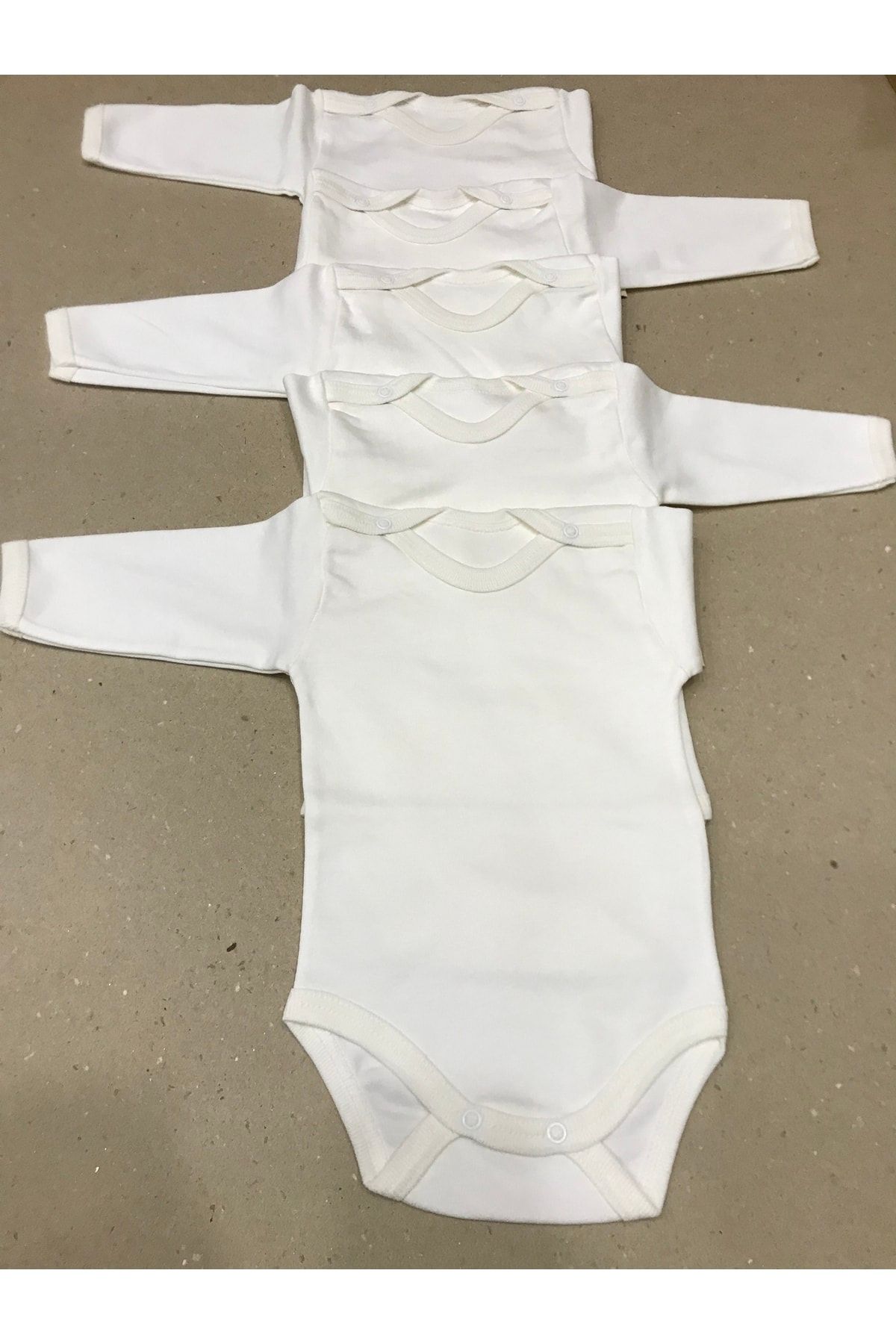 bebedino-Long Sleeve Snap Back Baby Bodysuit, Cream Color, Pack of 5 4