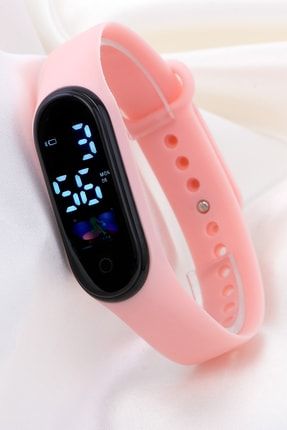 Kız Çocuk Genç Kız Pembe Renk Silikon Kordon Led Bileklik Saat ST-520304078
