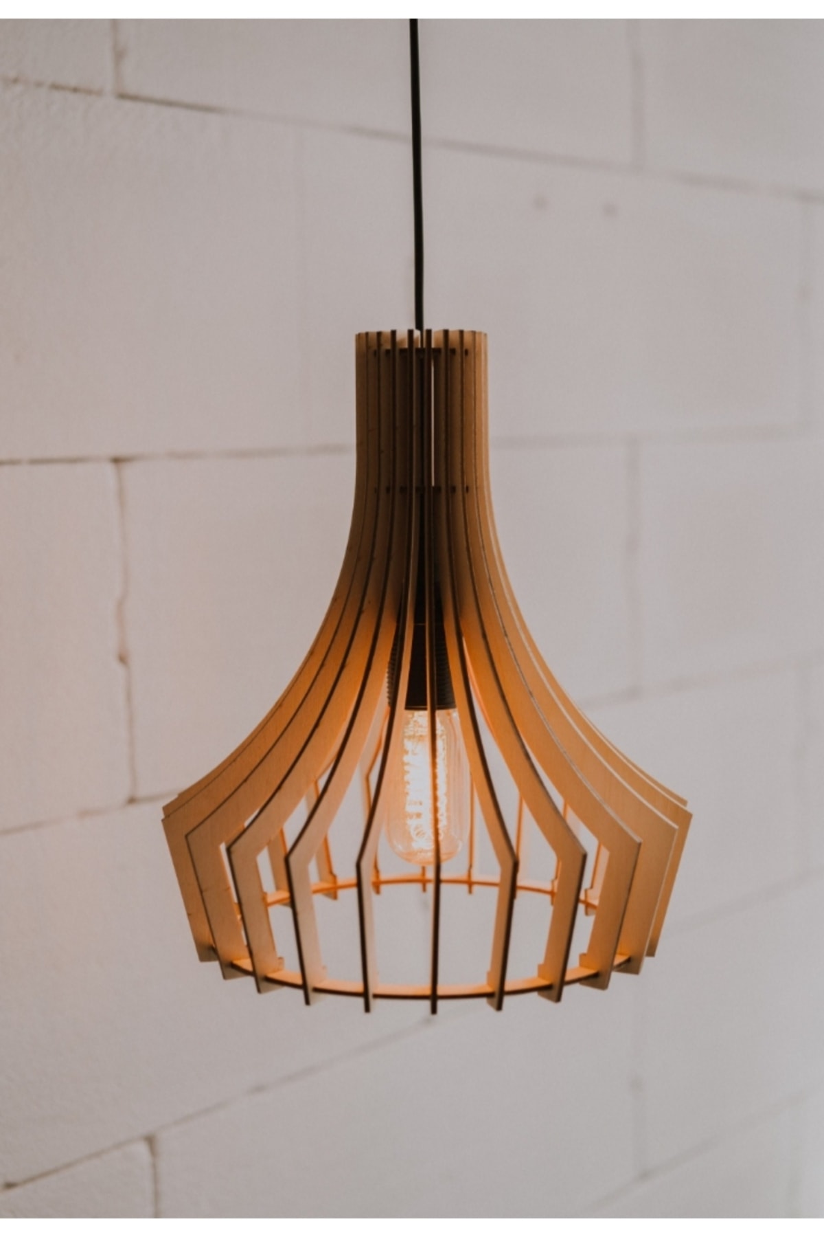 Kitchen Modern Tasarım Köşeli Uzun Doğal Ahşap Mdf 3d Rustik Mutfak Avize AVZSRF0033 - hü ma tasarım ve aksesuar