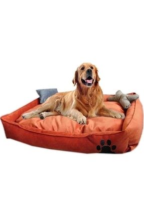 Yıkanabilir Ultra Soft Large Büyük Irk Köpek Yatağı Kiremit Renk 90x70 Cm KRMBY56