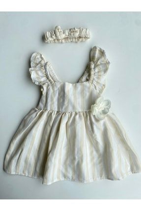 Kız Bebek Çizgili Fiyonklu Elbise 999272728