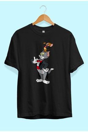 Oversize Tom Ve Jerry Tasarım Baskılı Tişört KRG0088V