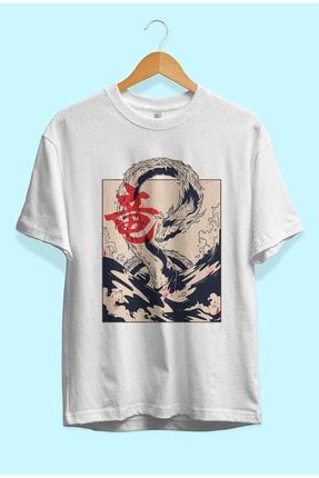 Oversize Japon Ejder Dragon Tasarım Baskılı Tişört KRG0098V