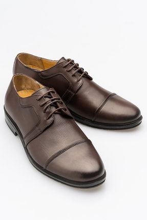 Kahverengi Erkek %100 Hakiki Deri Rahat Günlük Klasik Ayakkabı LUASS22AL0015
