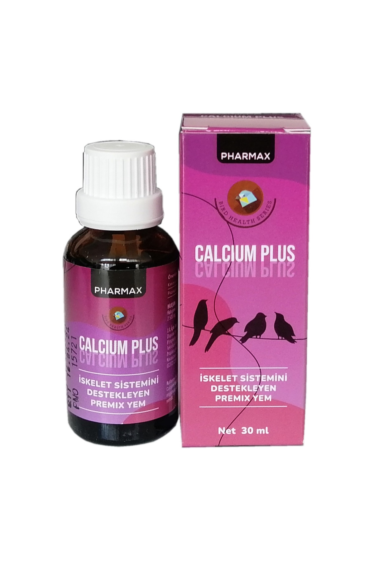 Pharmax Calcium Plus Kuş Kalsiyum Desteği 30 ml Iskelet Sistemini Destekleyen Premıx Yem