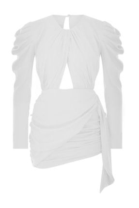 ''monıca'' Kesik Detaylı Mini Beyaz Elbise SS22MONICAELBEY