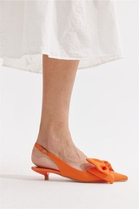 Weist Kadın Topuklu Ayakkabı Oranj Kumaş 2094