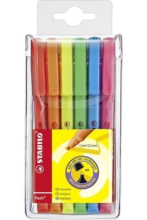 Flash 6 Renk Fosforlu Kalem (işaret Kalemi) 1-3,5mm Kesik Uçlu Yeni 555/6 3700.17303