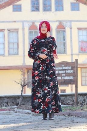 Büyük Beden Baskılı Krep Kumaş Elbise- 64 Bedene Kadar - Kırmızı Leylak TYC00473487583