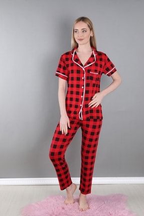 Ekose Desenli Kısa Kollu Pijama Takımı CHC601
