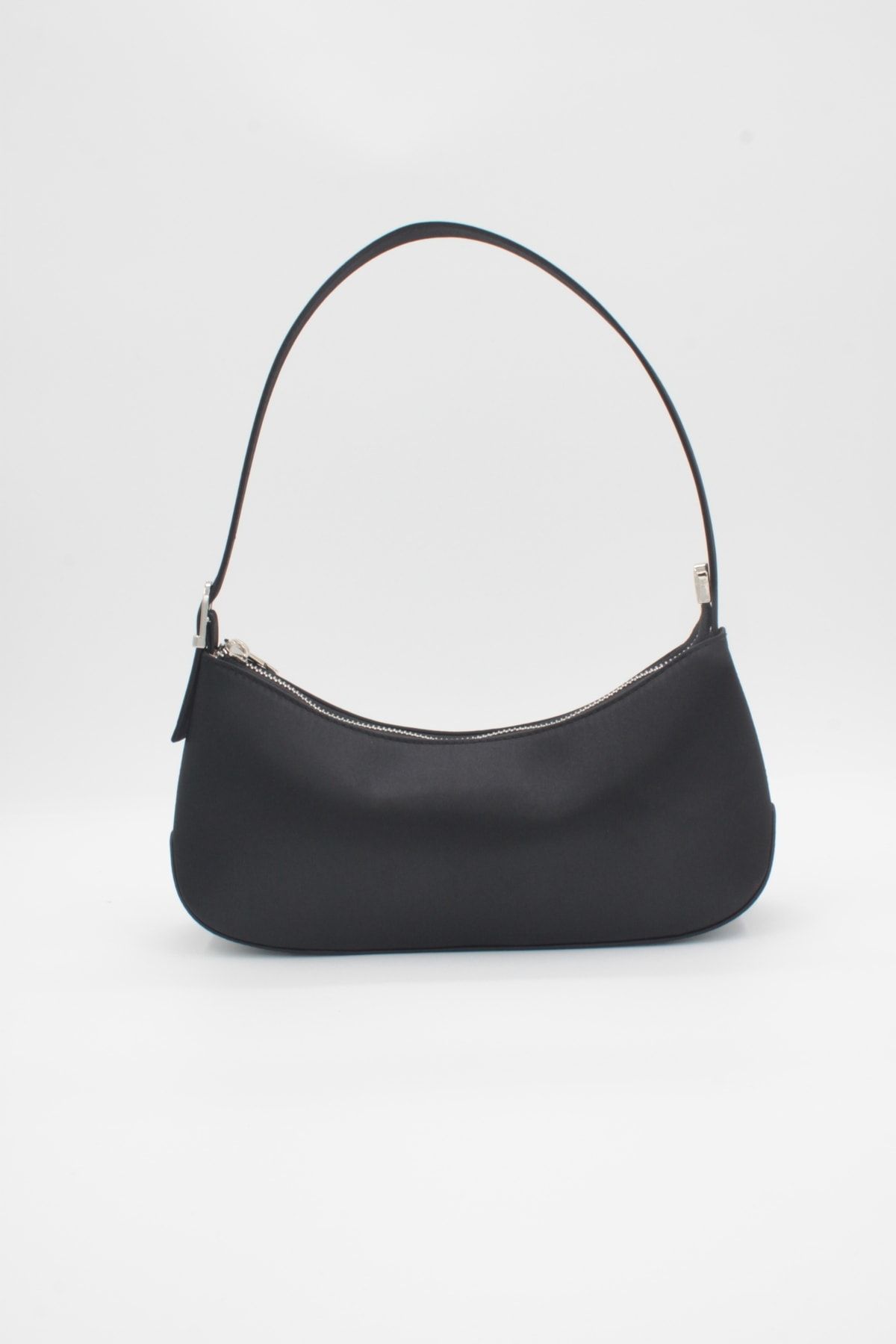 Paksoy Women s Black Satin Baguette Bag K 203
