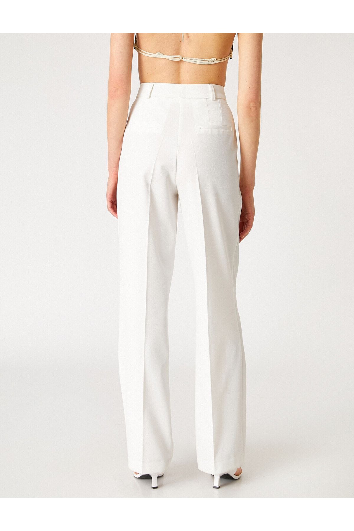 Koton-Odzież Damska Spodnie Melis Ağazat X - Palazzo 2sak40299pw Off White 5