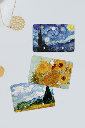 65 Adet Van Gogh Temalı Takı Küpe Paketleme Kartı tk18