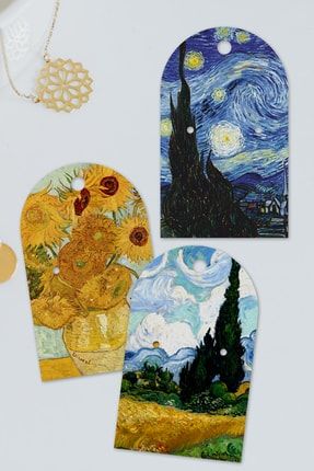 56 Adet Van Gogh Temalı Takı Küpe Paketleme Kartı th20