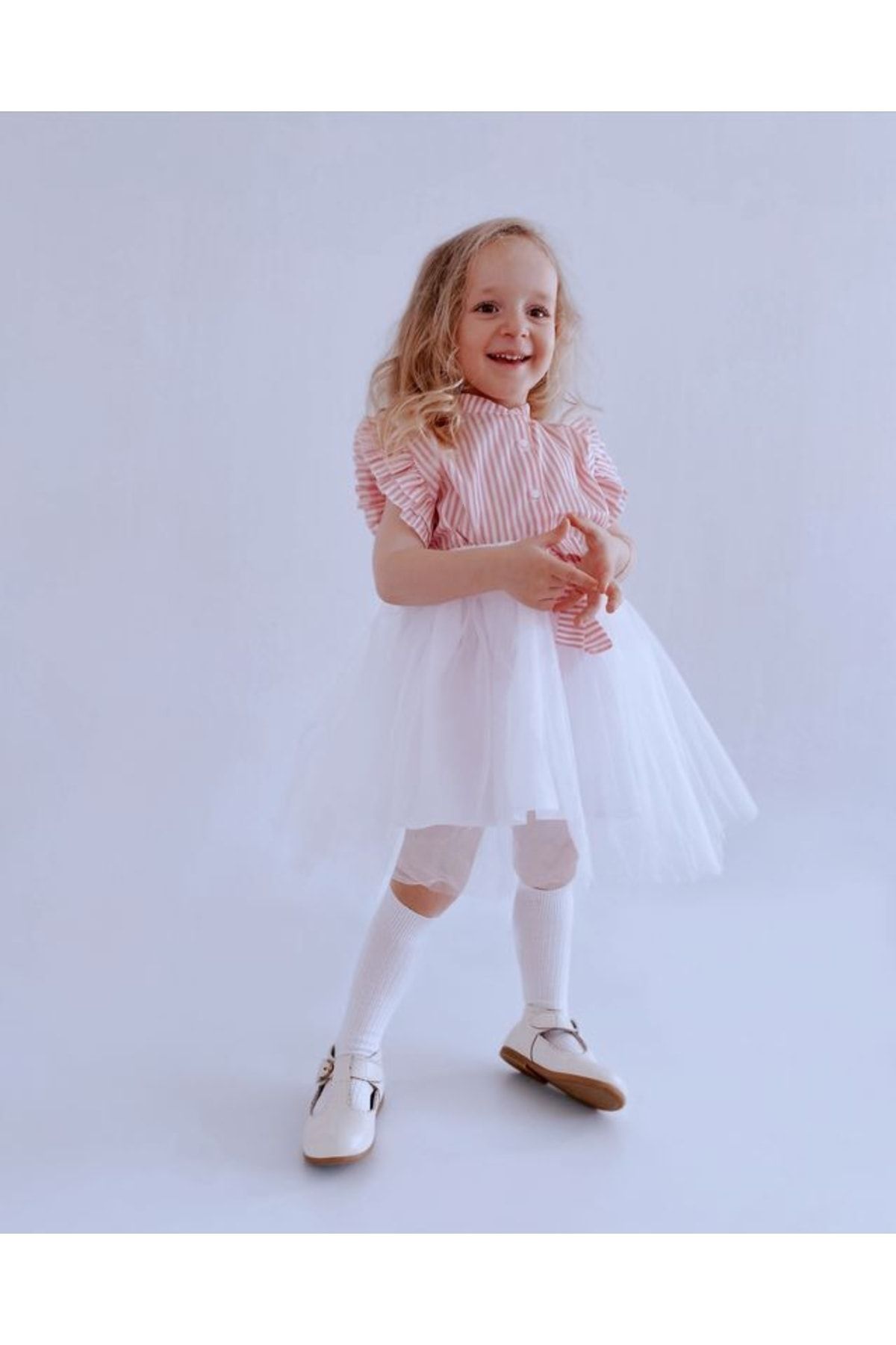le petit sole Girl s Pink Striped Shirt and Tutu Skirt Set Trendyol