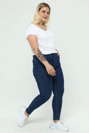 Büyük Beden Skinny Jean Kadın Pantolon 1041 Mavi