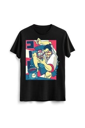 Unisex Erkek Kadın Coffee Samurai Baskılı Tasarım Tişört Tshirt T-shirt 00366