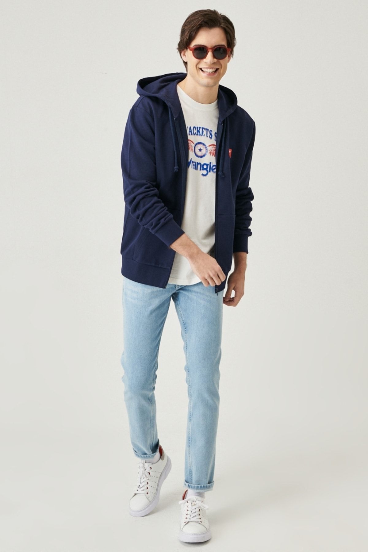 WRANGLER Erkek Regular Fit Rahat Kesim %100 Pamuk Tam Fermuarlı Kapüşonlu Sweatshirt