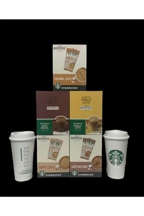 Starbucks Premium Kahve Karışımı Seti 5x10 Adet +yeniden Kullanılabilir 2 Bardak Hediye trhhh