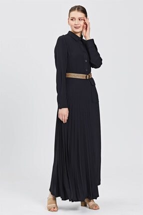 Eteği Pliseli Elbise Siyah 2013921200