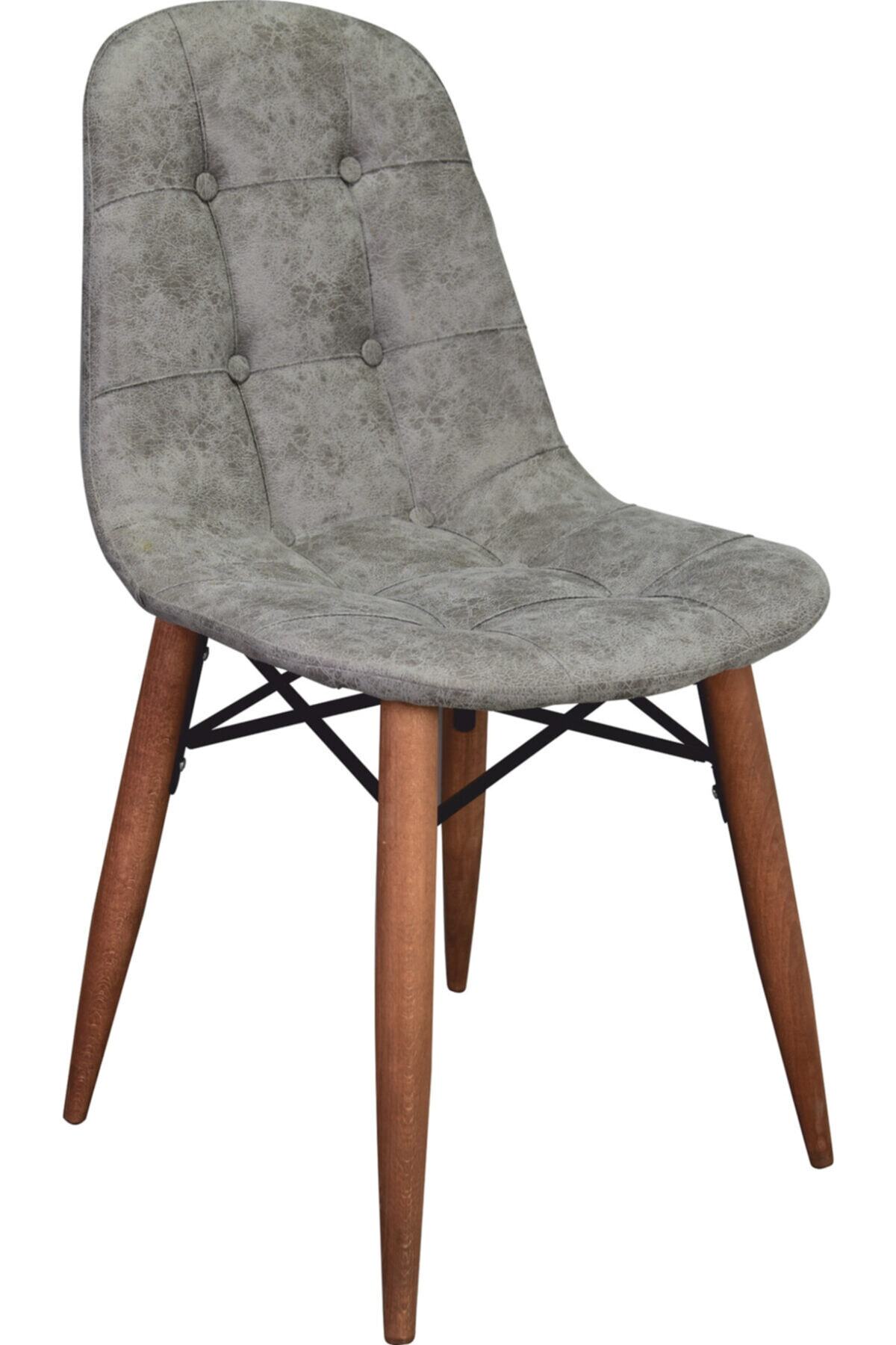 Solay Home Ahşap Ayaklı Sandalye Gri Masa Sandalyesi Mutfak