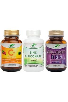 Vitamin C 1000 Mg 50 Tab Zinc Gluconate Çinko Glukonat 120 Tab Collagen Kolajen 50 Tablet 3SE3