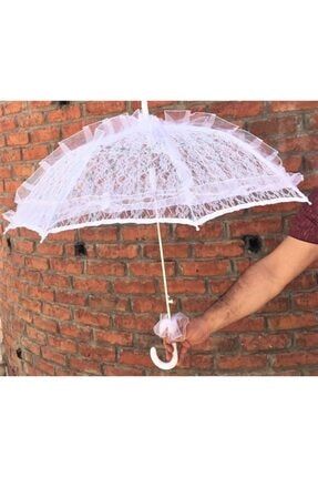 Beyaz Dantelli Şemsiye - Gelin Damat - Kına Şemsiyesi NY000438