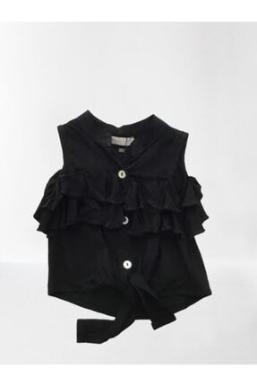 Kız Bebek Siyah Viskon Önden Düğmeli Bluz ABCGMRT9