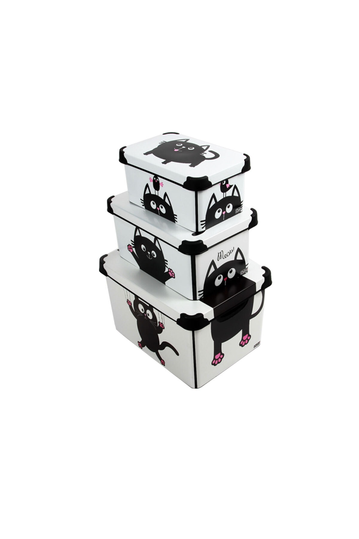 Style Box Meow- 3 Parça Set Dekoratif Saklama Kutusu