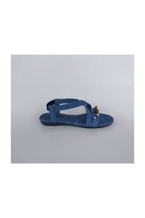 Mavi Esnek Boncuklu Kadın Sandalet 12