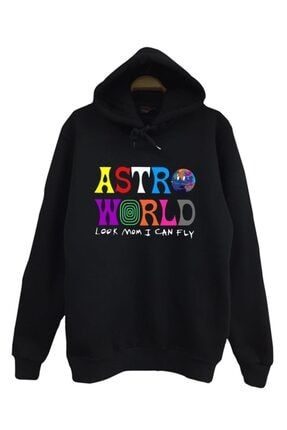 Travis Scott Astroworld Baskılı Kapüşonlu Sweatshirt EFMSX346