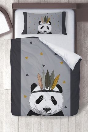 Pamuklu Mikro Saten Iskandinav Panda Çocuk Odası Çocuk Nevresim Takımı ibrtnb106
