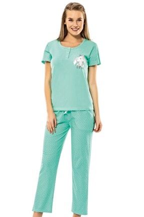 Kadın Yeşil Pijama Takımı 8586-E