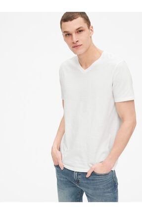 Erkek Beyaz V Yaka T-shirt 440768