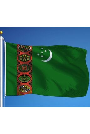 Türkmenistan Milli Gönder Bayrağı 70x150 Cm Raşel Dijital Baskı 2202513