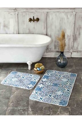 karaca home barny indigo ikili banyo paspas seti 60x100 50x60 fiyati yorumlari trendyol