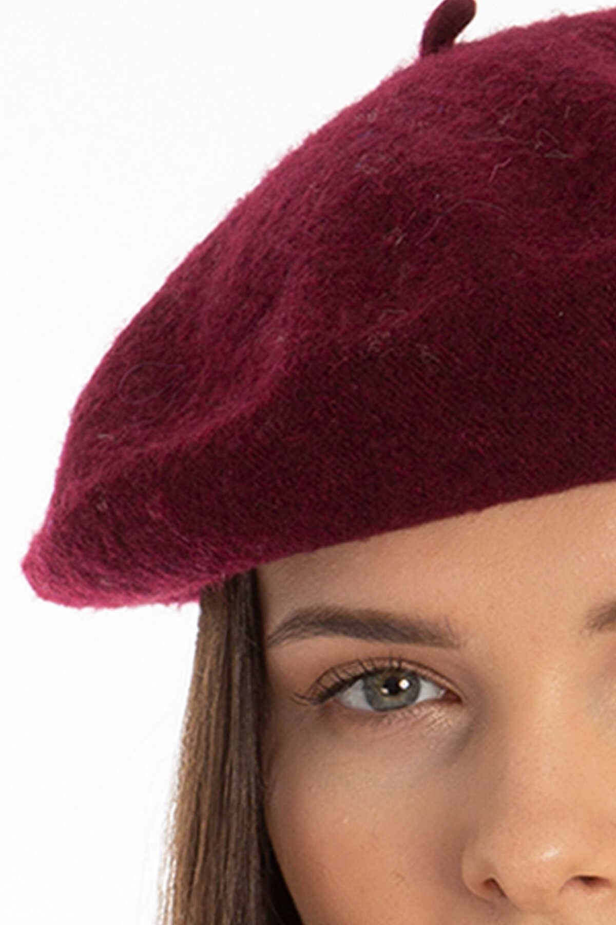 Unisex Bordo Fransız Ressam Keçe Bere