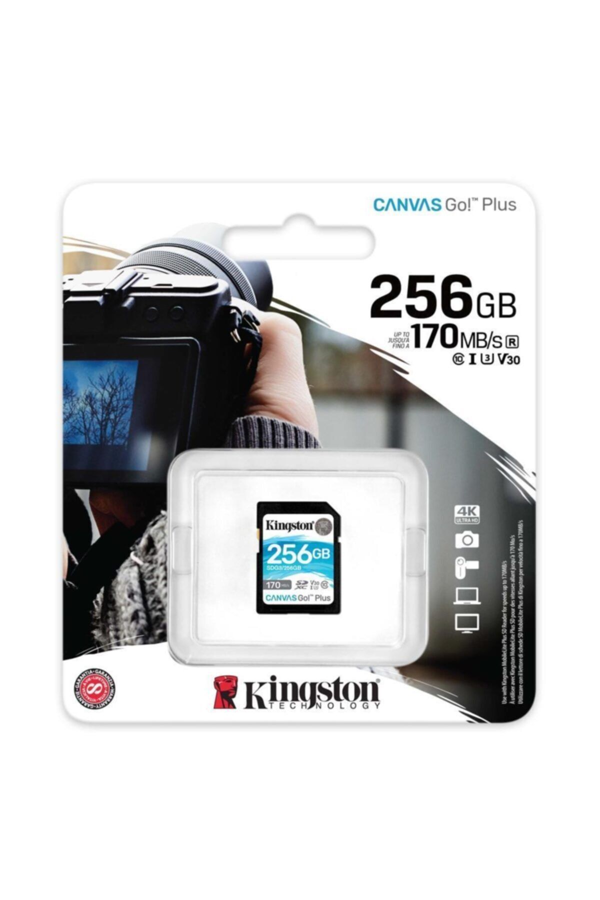 Kingston-Sdg3-256Gb Canvas Go Plus 170R C10 Uhs-I U3 V30 to 256Gb Sdxc Memory Card 3