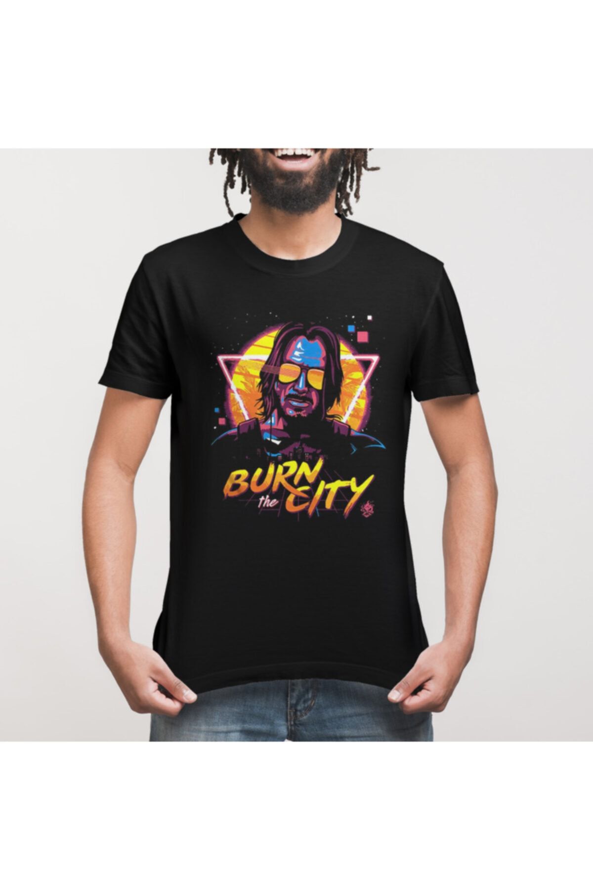 Crazy-Cyberpunk 2077 Burn The City Men's T-Shirt 3