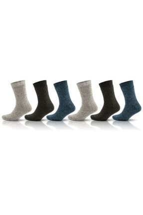 Norveç Tipi Havlulu Yünlü Kışlık Soft Termal Çorap 6 Çift 2038 44701