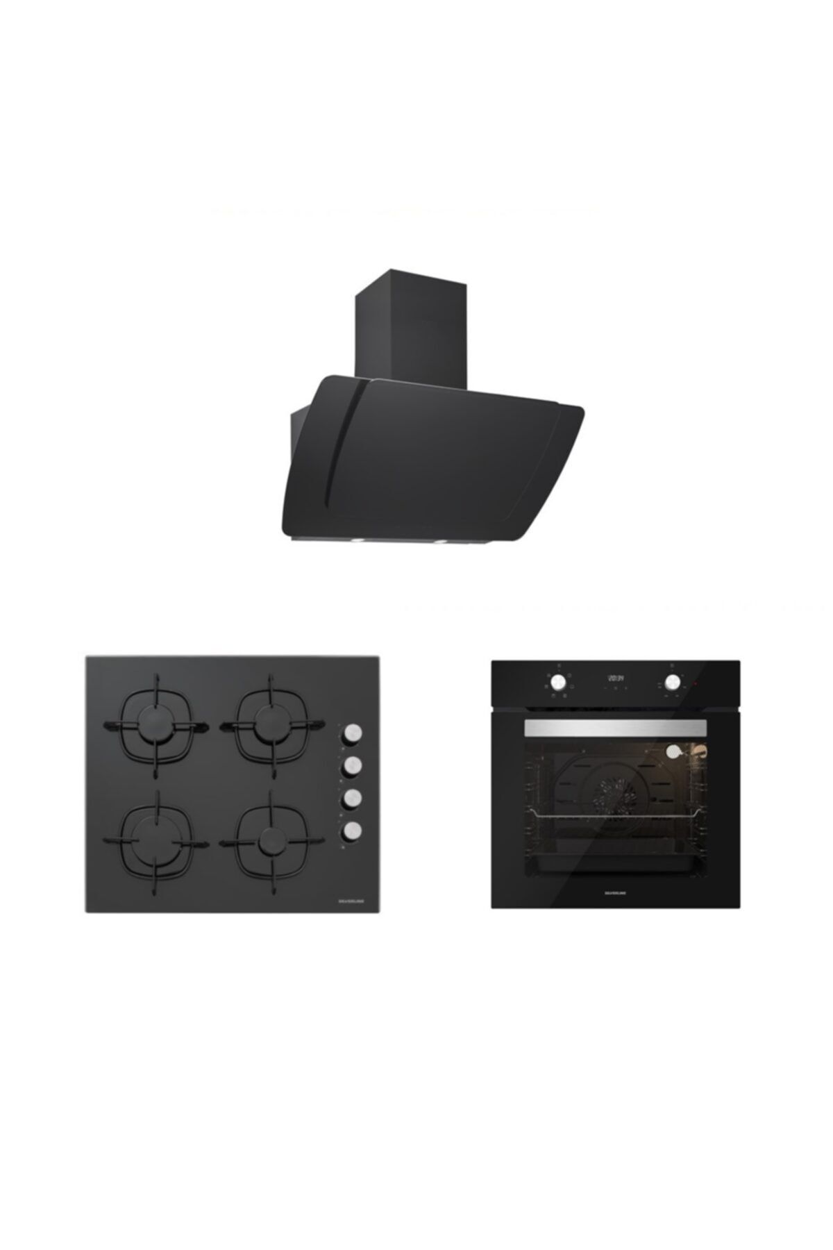 Siyah Cam Ankastre Set 5 Yıl Garanti (3373 Misto 60+cs5335b01+bo6502b02)