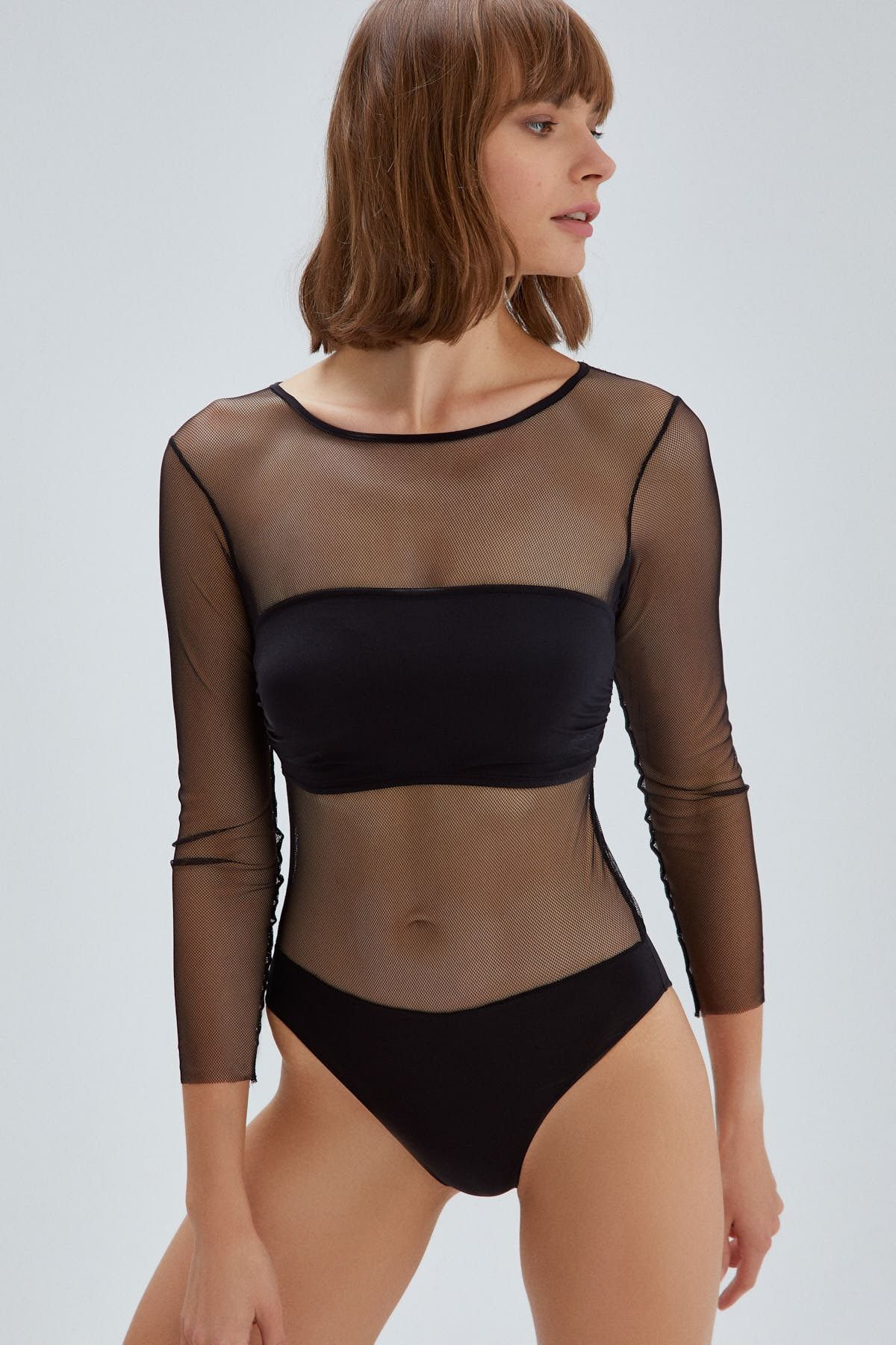 ASOS DESIGN body in mesh with seam details