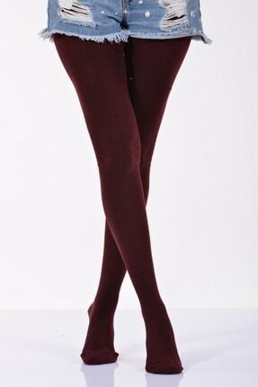 Idilfashion Kadın Düz Renk Külotlu Çorabı - Bordo - B-art008 (Tekli) 5979117