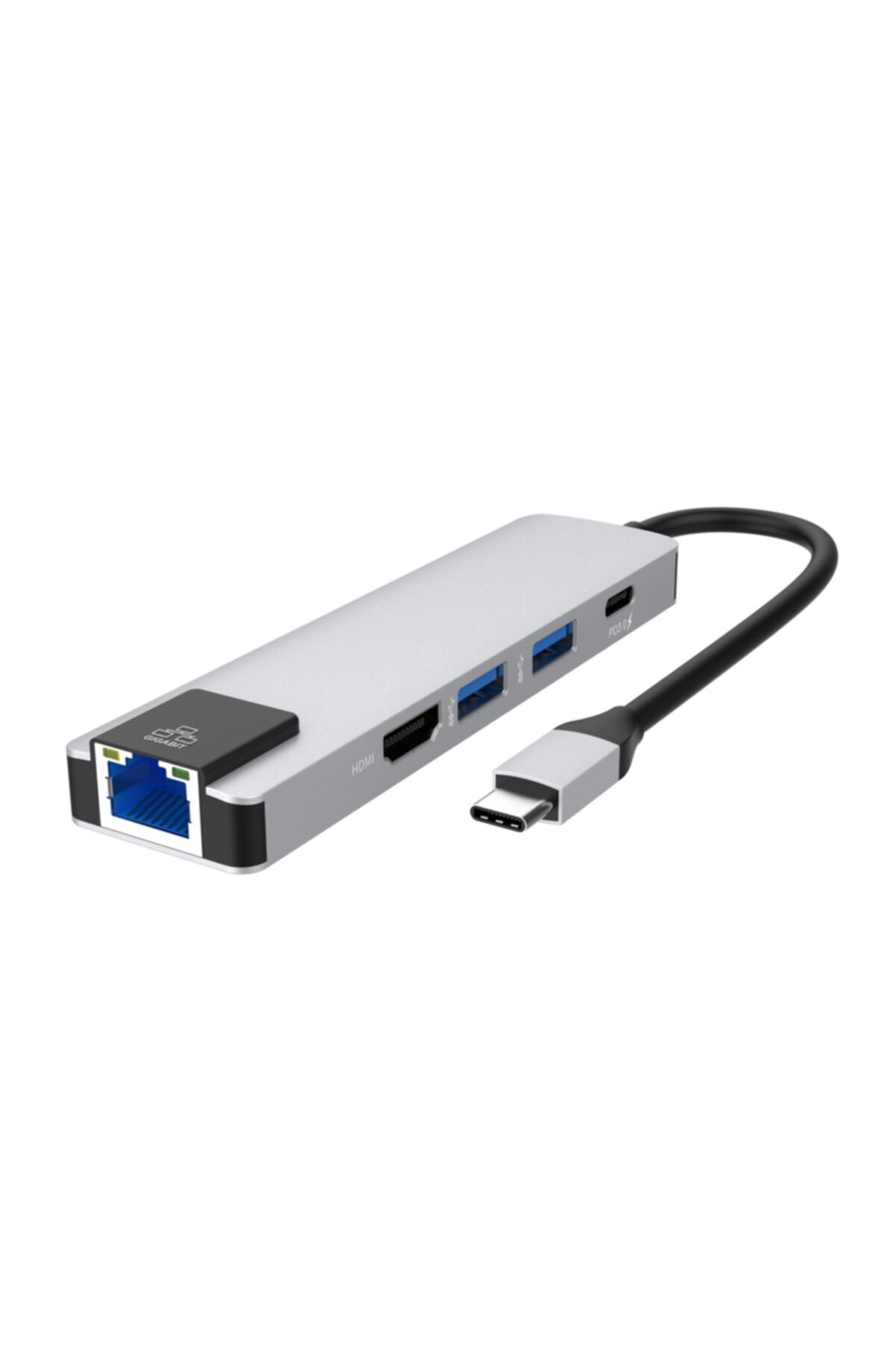 SMARTGIFT 5 Port Usb Hub 3.0 Type C To Ethernet/hdmı Dönüştürücü Çoklayıcı Çoğaltıcı (gümüş)