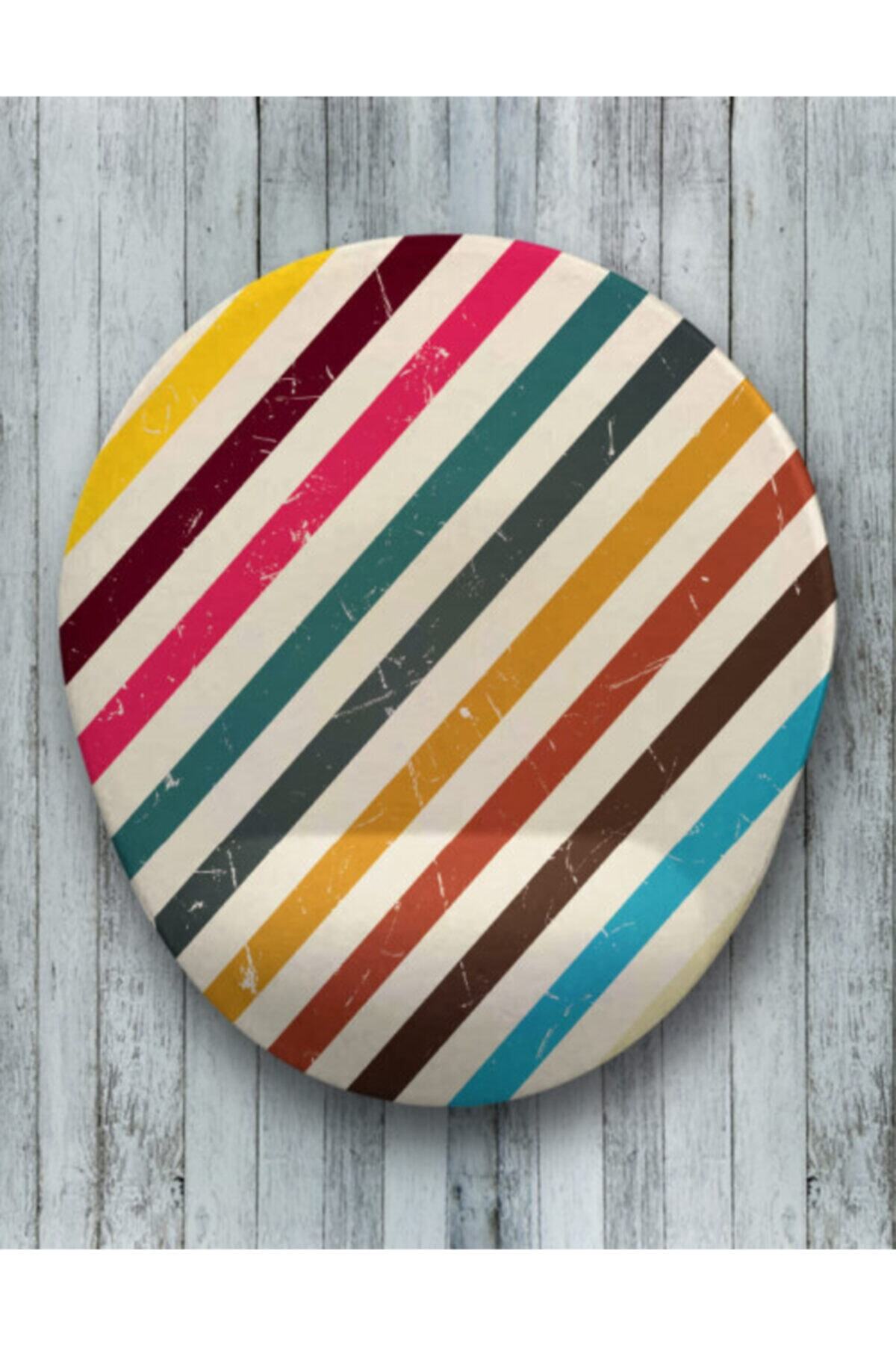 Onartem-Retro Lines Oval Wrist Support Mouse Pad 1