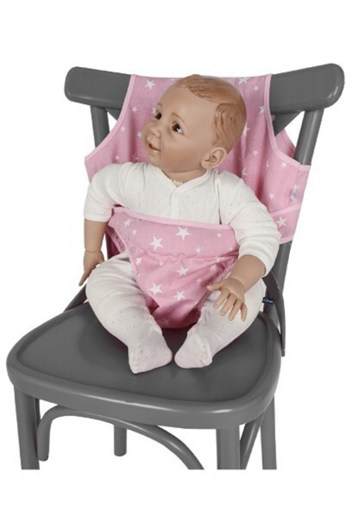 Sevi Bebe Desenli Kumaş Mama Sandalyesi Pembe