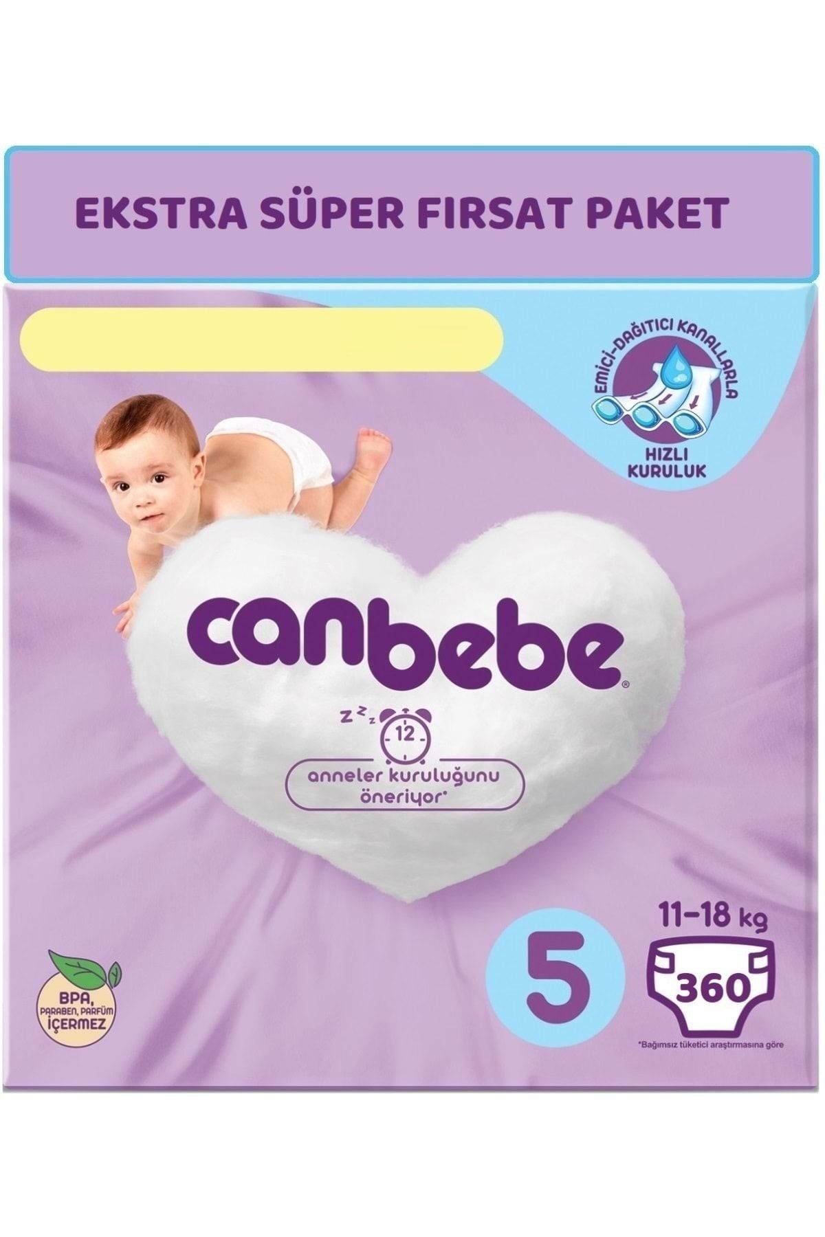 Canbebe Bebek Bezi Beden:5 (11-18kg) Junior 360 Adet