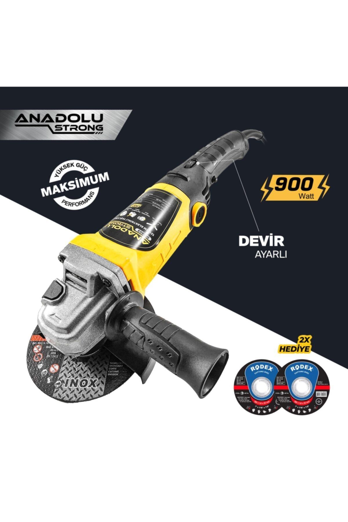 Devir Ayarlı Spral Taşlama Makinası Avuç İçi Taşlama 115 mm 2 Adet Disk Dm803 - 3