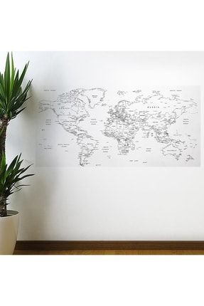 Yazılabilir Dünya Haritası Manyetik Duvar Stickerı 110 X 56 Cm 89HH52YT1743